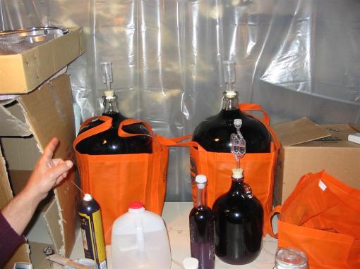 Secondary fermentation in glass "carboys"